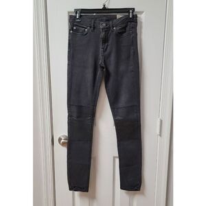 Allsaints Biker Jeans Leather Knee Patches 26